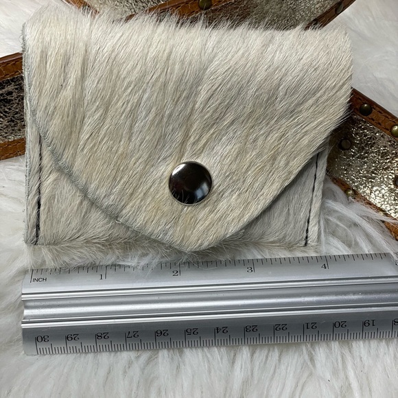 Hair on Hide Genuine Leather Card Holder with snap closure. Made in USA - Picture 10 of 10